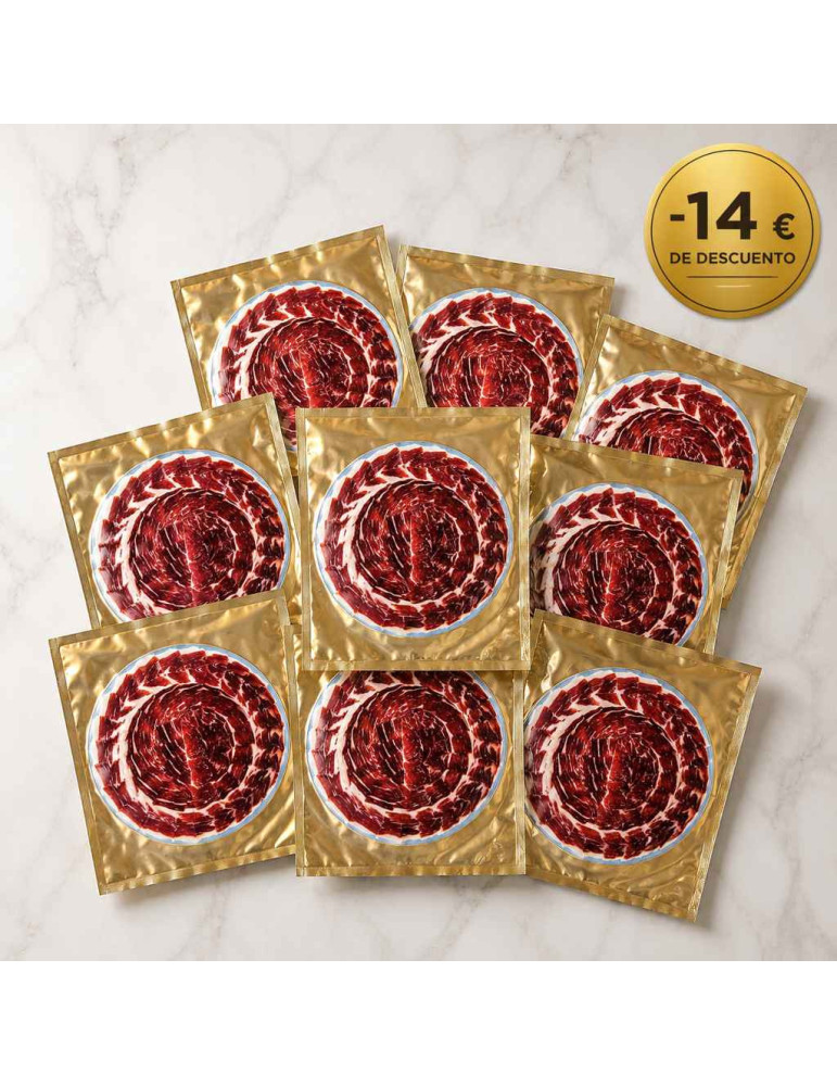 Comprar pack platos de Jamon ibérico 100% cortado a cuchillo