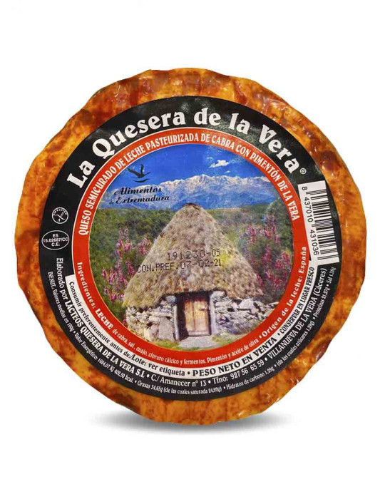 Comprar queso semi-curado de cabra con pimentón de la Vera de "La quesera de la Vera" en Hermanos Hoyos.