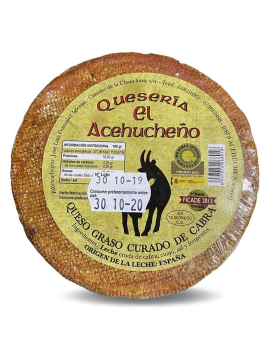 Comprar queso curado de cabra mantecoso de "Quesería el Acehucheño" en Hermanos Hoyos.
